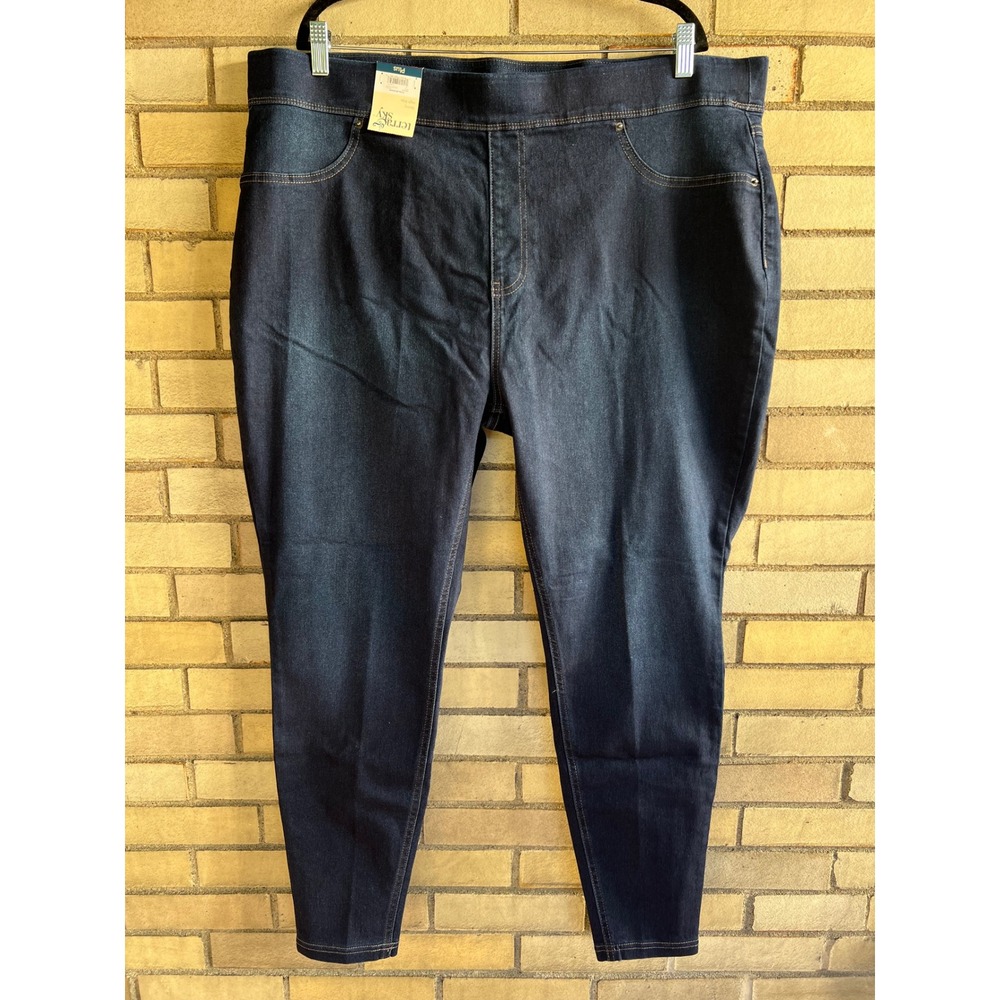 Terra & Sky Dark Wash High Rise Skinny Pull On Jegging Jeans Pants Plus Size 2X
